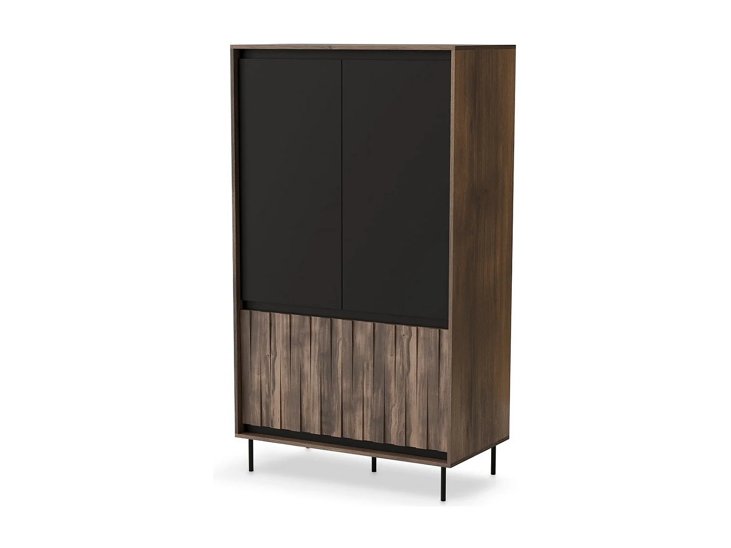 Armoire design aspect noyer et noir mat Matty
