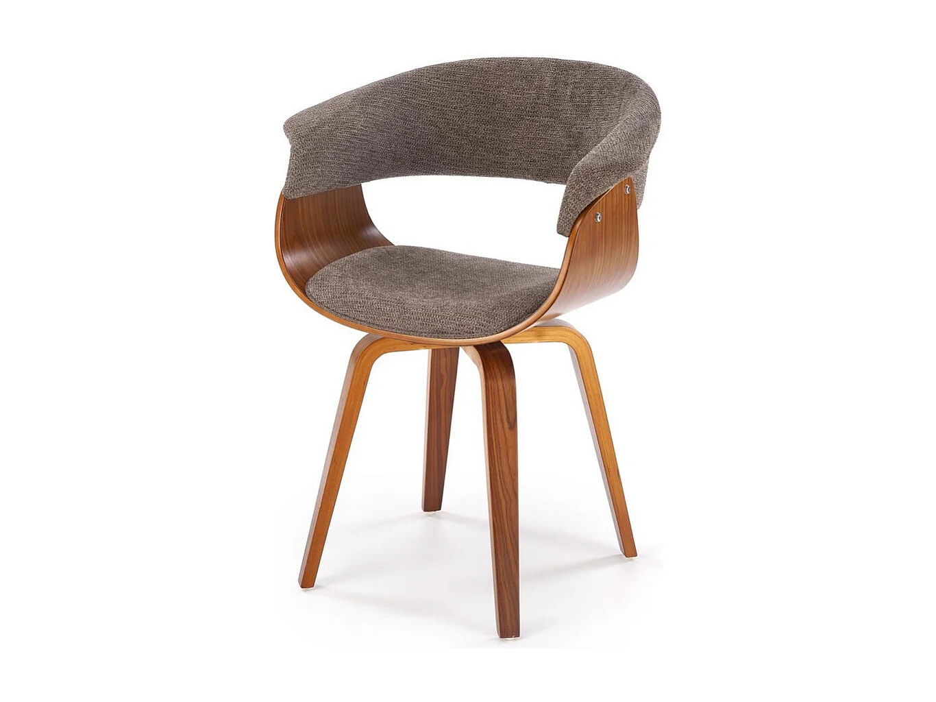 Chaise design en tissu gris avec piètement plaqué noyer Moonrise