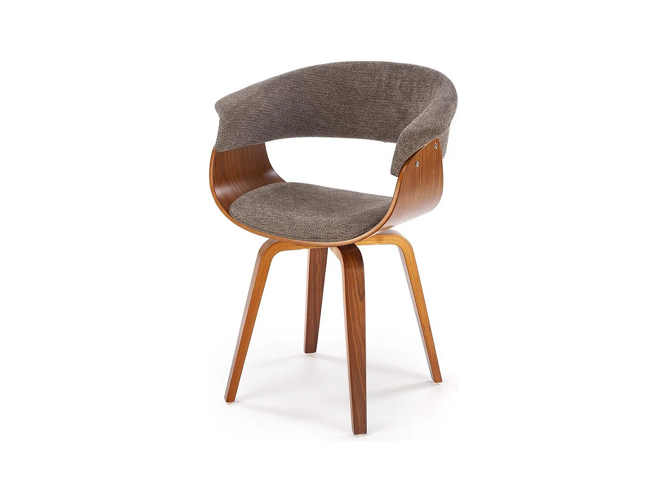 Chaise design en tissu gris avec piètement plaqué noyer Moonrise