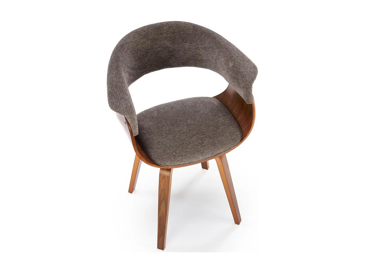 Chaise design en tissu gris avec piètement plaqué noyer Moonrise