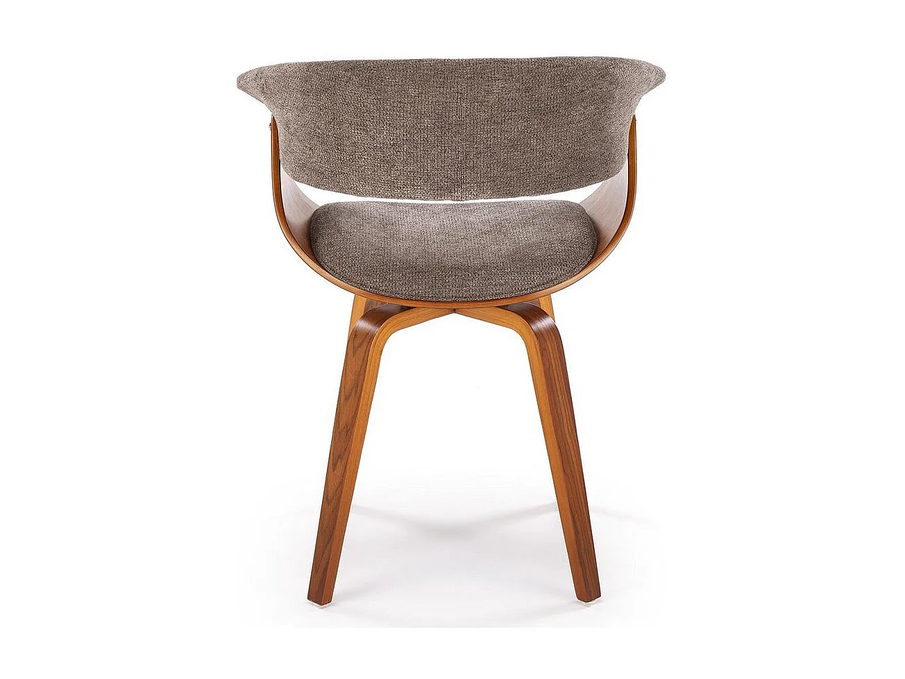 Chaise design en tissu gris avec piètement plaqué noyer Moonrise