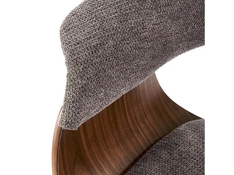Chaise design en tissu gris avec piètement plaqué noyer Moonrise