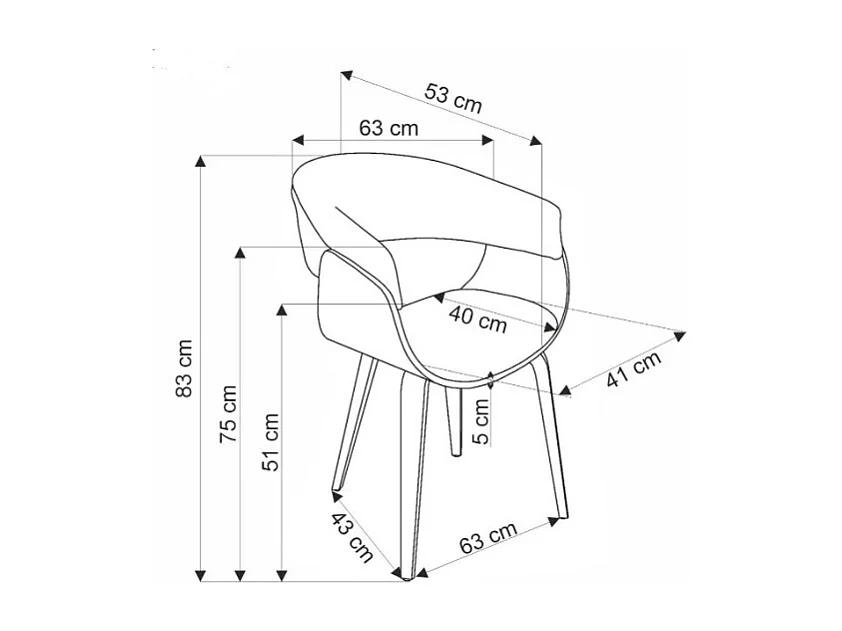 Chaise design en tissu gris avec piètement plaqué noyer Moonrise