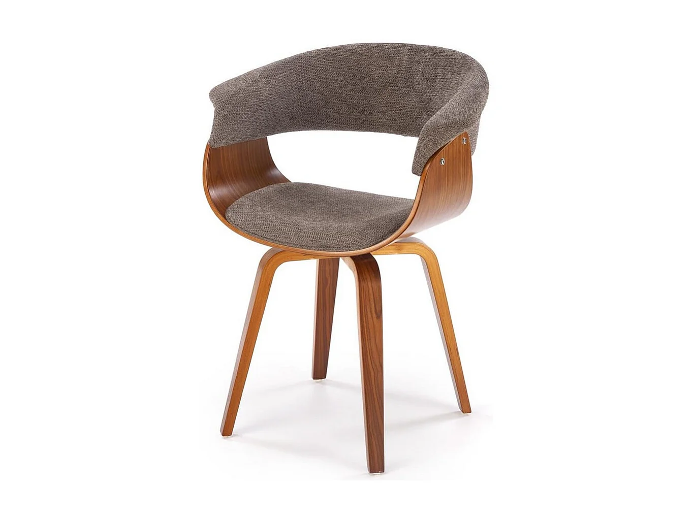 Chaise design en tissu gris avec piètement plaqué noyer Moonrise