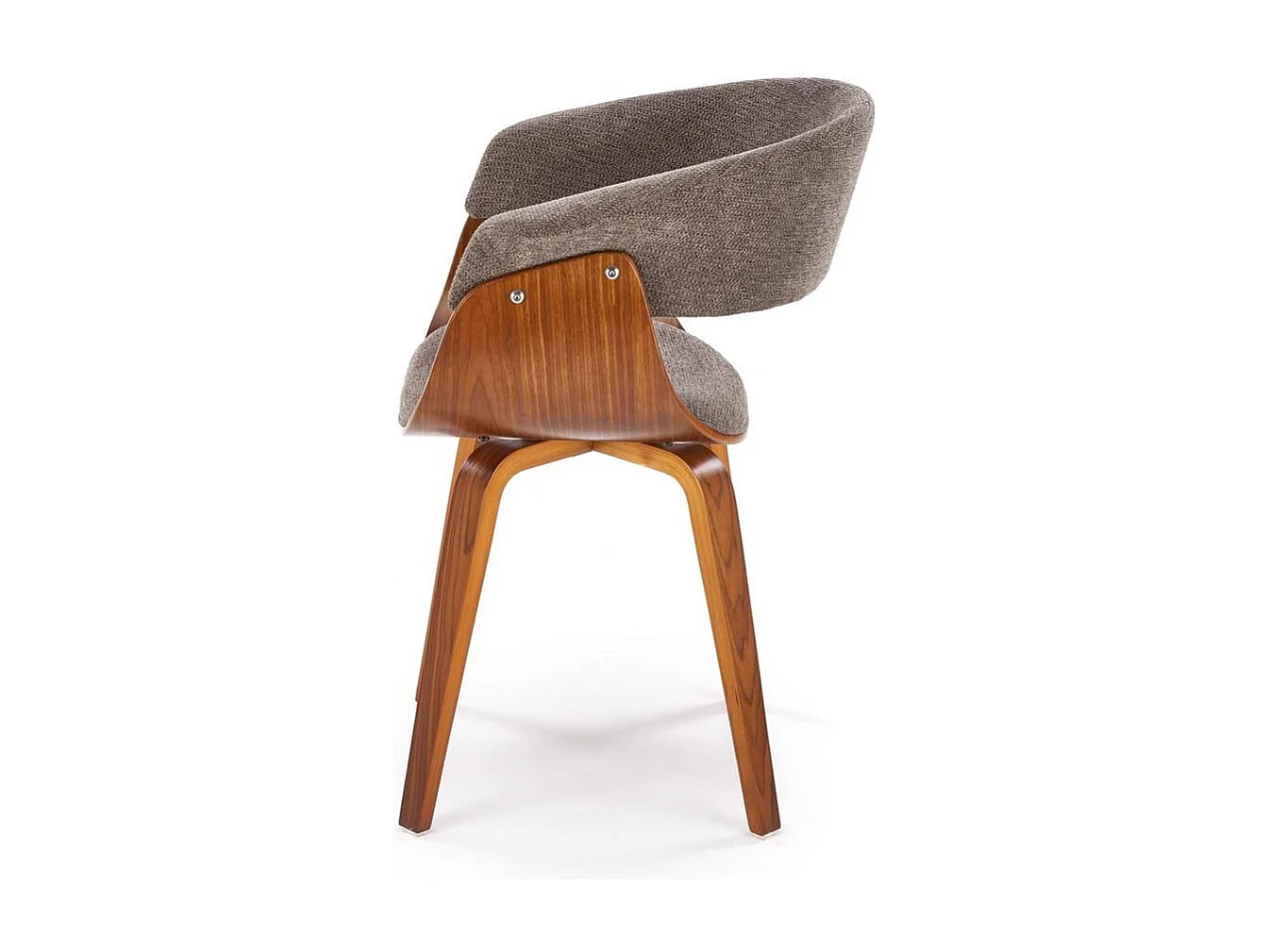 Chaise design en tissu gris avec piètement plaqué noyer Moonrise