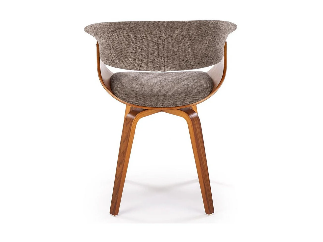 Chaise design en tissu gris avec piètement plaqué noyer Moonrise