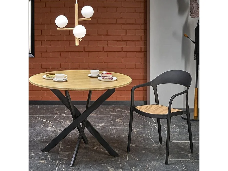 Sedia di design in polipropilene nero con aspetto rattan Osanna