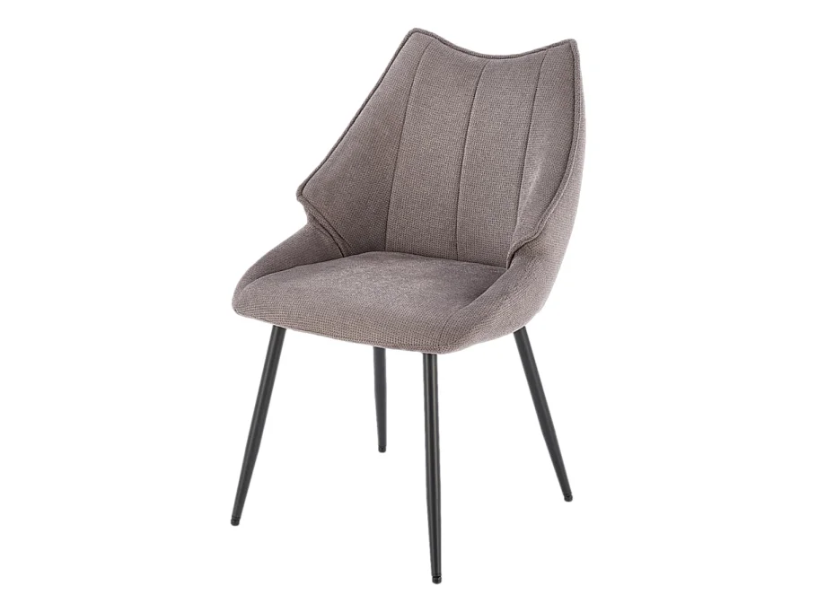 Silla de diseño en tejido gris con patas de metal negro Ricardo
