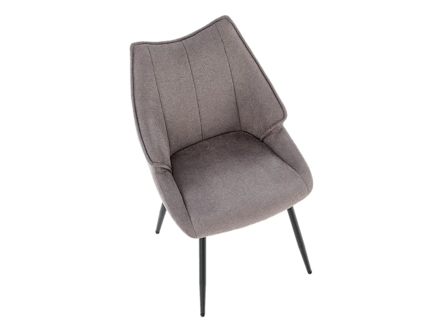 Silla de diseño en tejido gris con patas de metal negro Ricardo