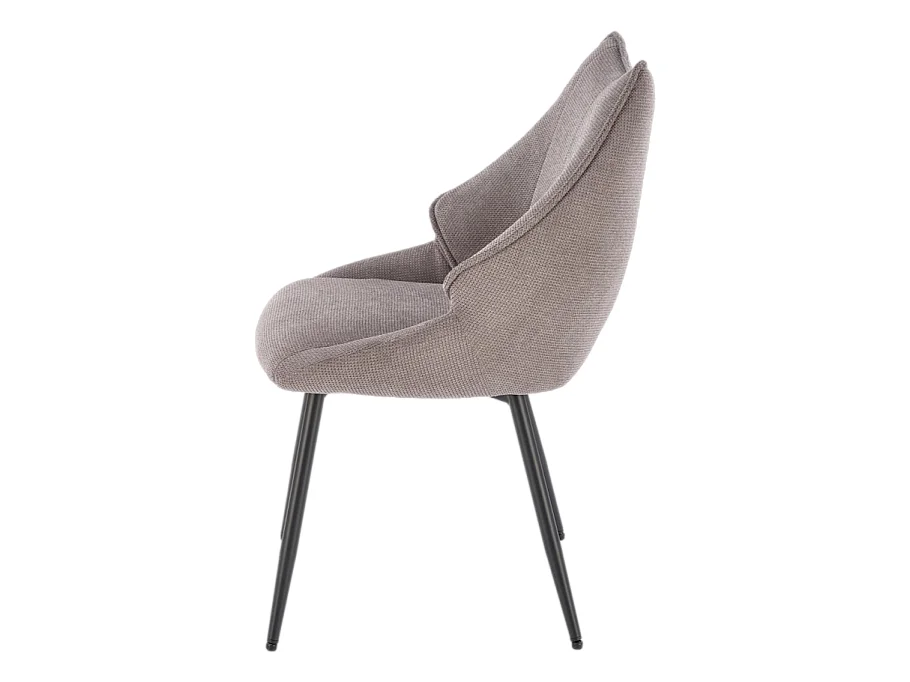 Silla de diseño en tejido gris con patas de metal negro Ricardo