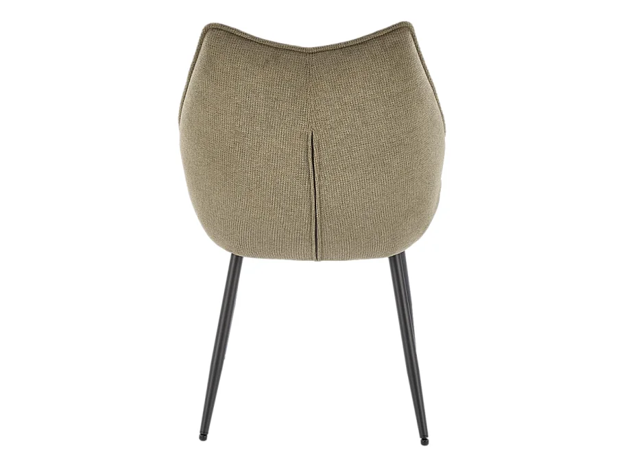 Chaise design en tissu vert olive avec pieds en métal noir Ricardo