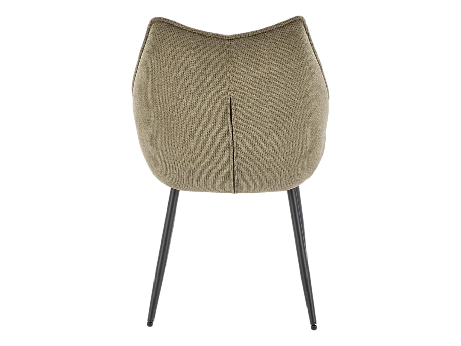 Chaise design en tissu vert olive avec pieds en métal noir Ricardo