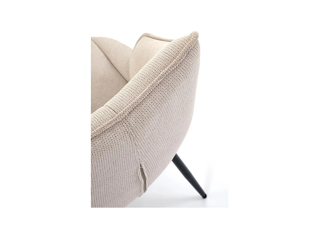 Sedia di design in tessuto beige con gambe in metallo nero Ricardo