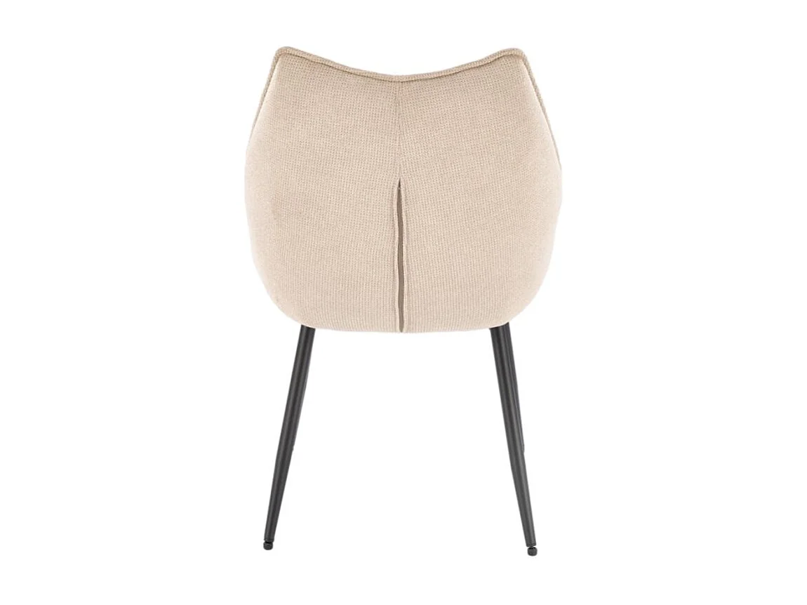 Chaise design en tissu beige avec pieds en métal noir Ricardo