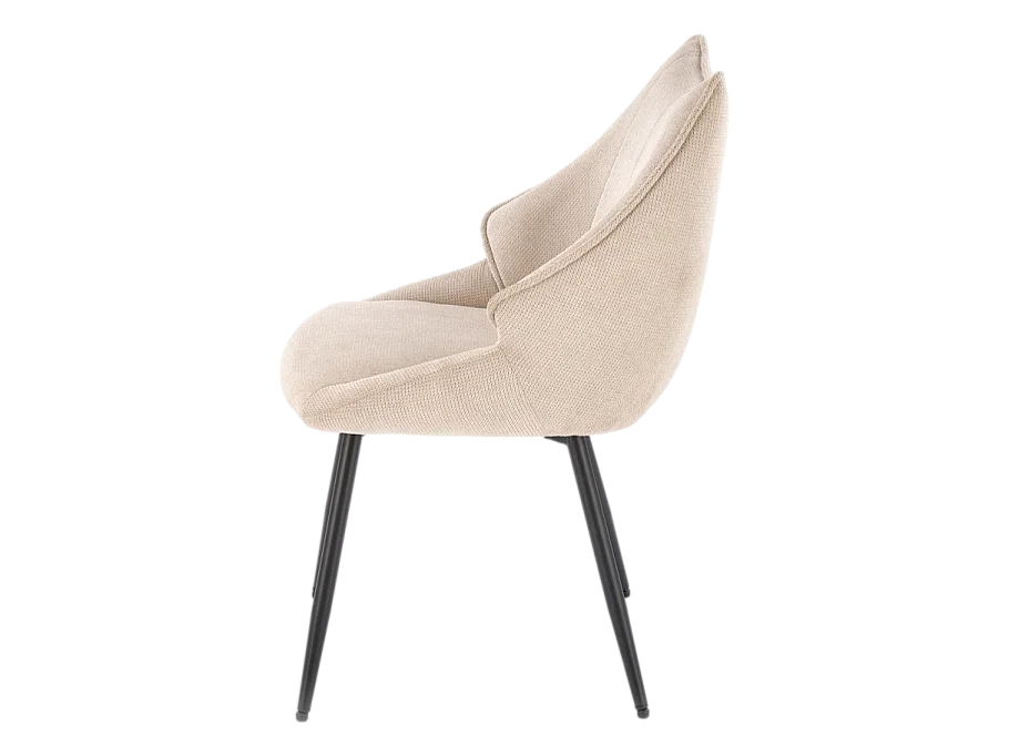 Silla de diseño en tejido beige con patas de metal negro Ricardo