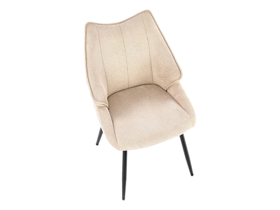 Silla de diseño en tejido beige con patas de metal negro Ricardo