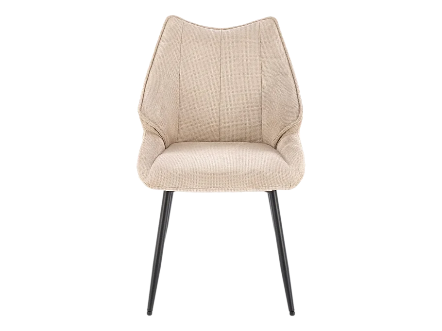 Silla de diseño en tejido beige con patas de metal negro Ricardo