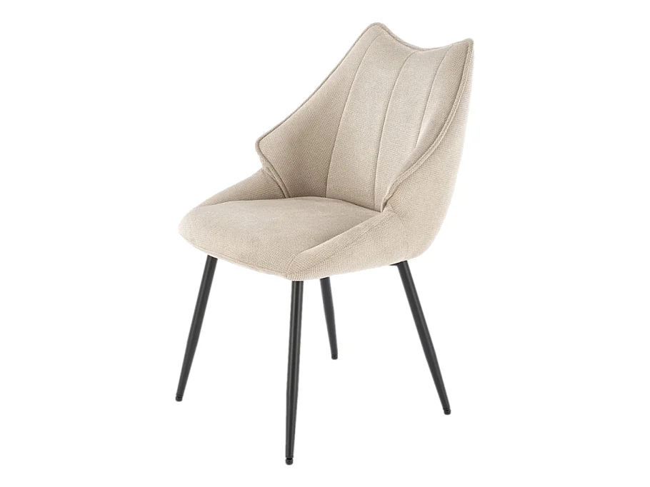 Chaise design en tissu beige avec pieds en métal noir Ricardo