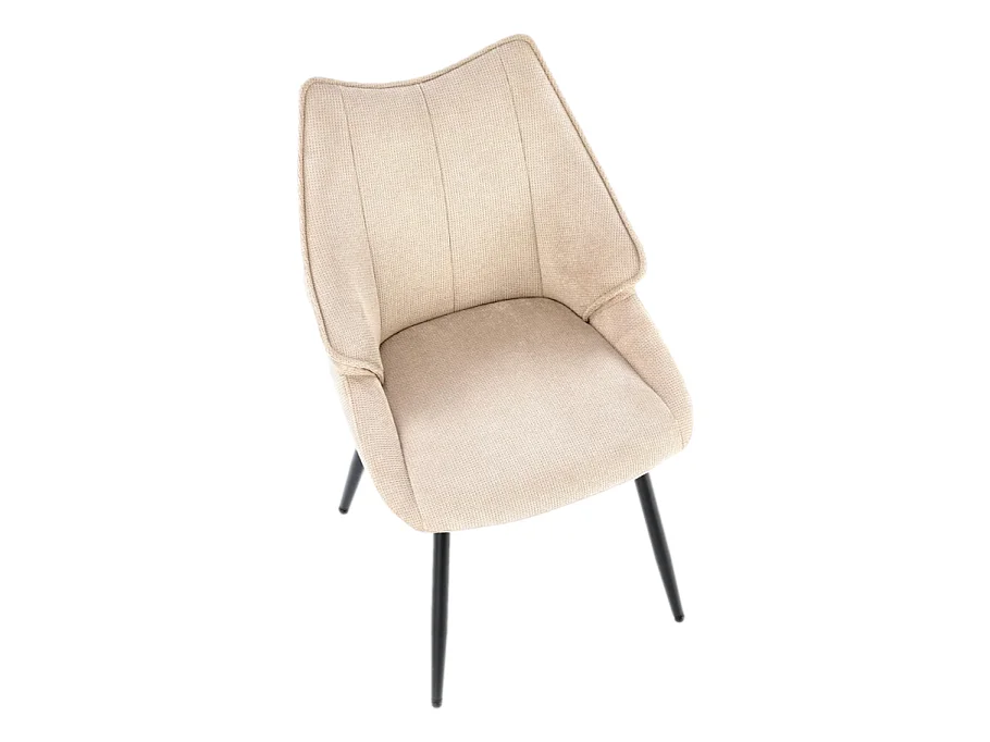 Chaise design en tissu beige avec pieds en métal noir Ricardo
