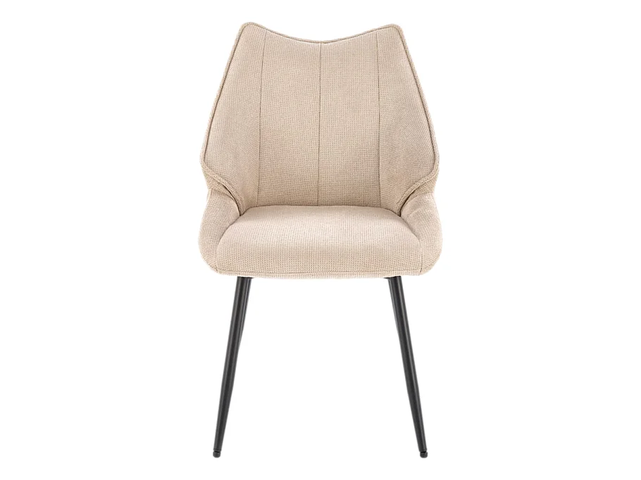 Chaise design en tissu beige avec pieds en métal noir Ricardo
