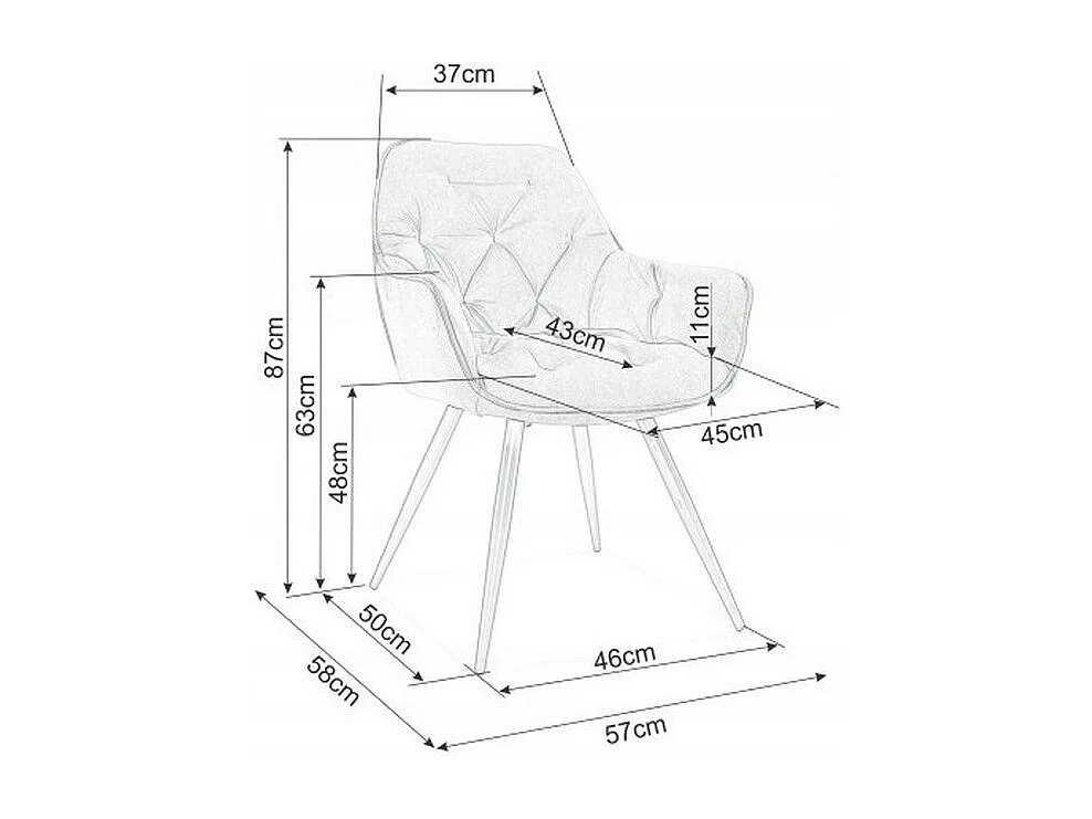 Chaise design métal noir et velours cannelle Umexa