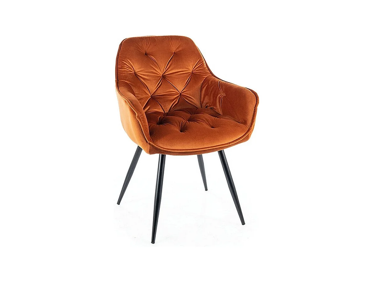 Chaise design métal noir et velours cannelle Umexa
