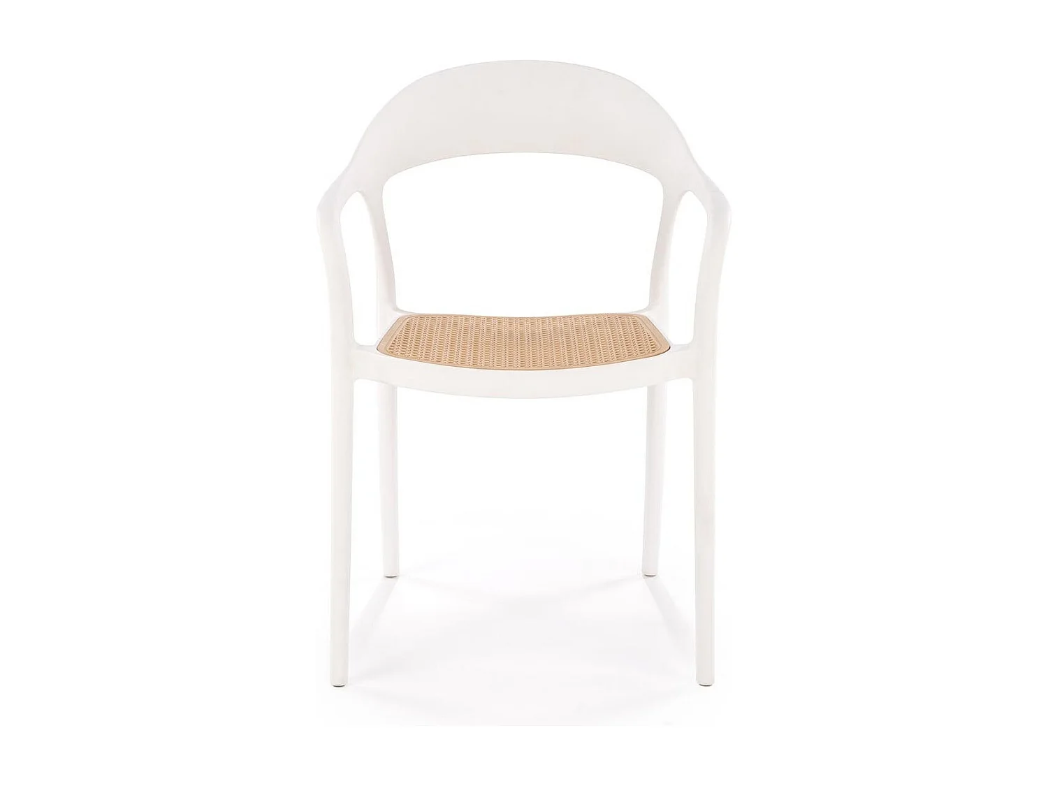 Sedia di design Osanna in polipropilene bianco e rattan