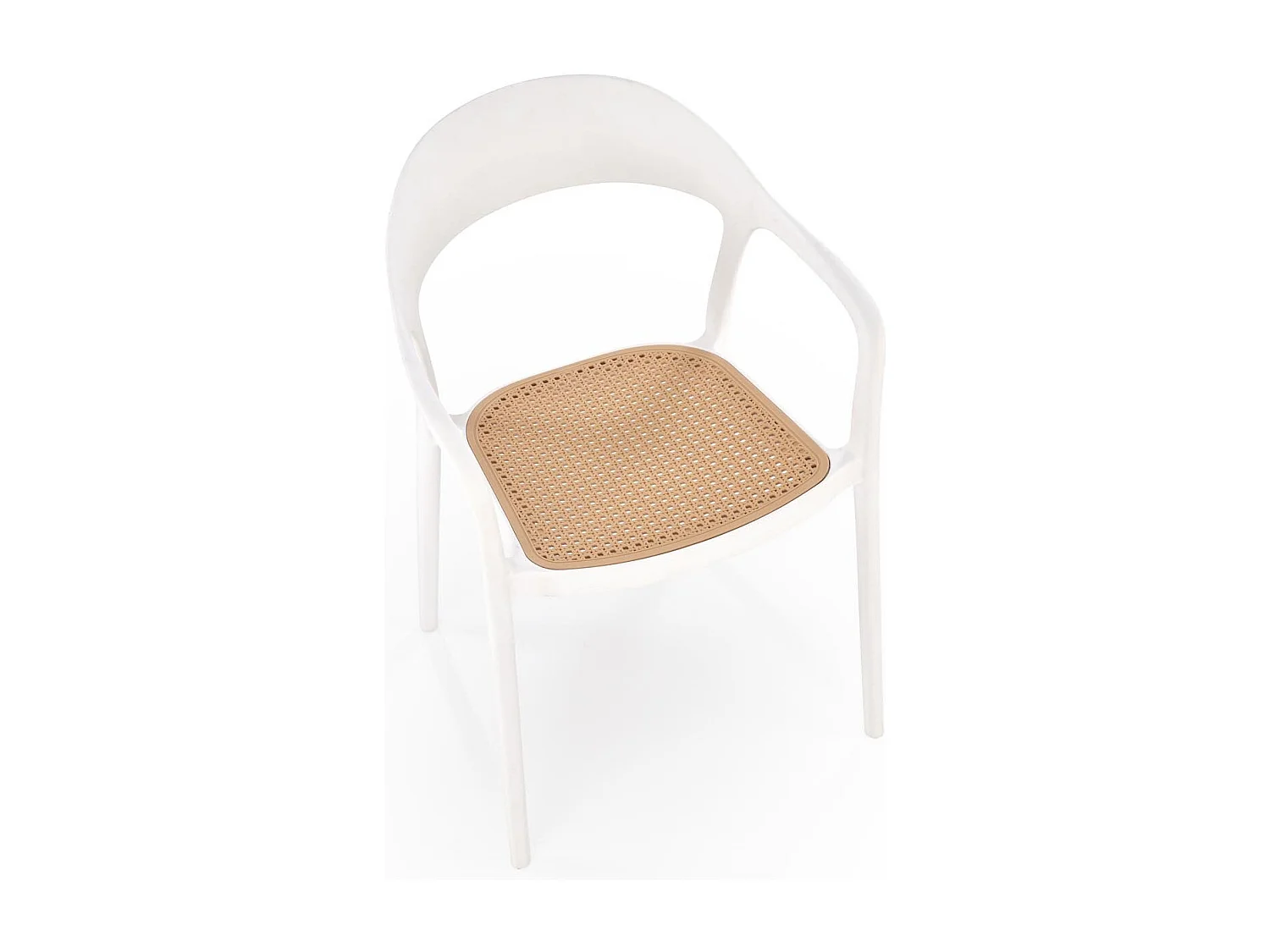 Sedia di design Osanna in polipropilene bianco e rattan