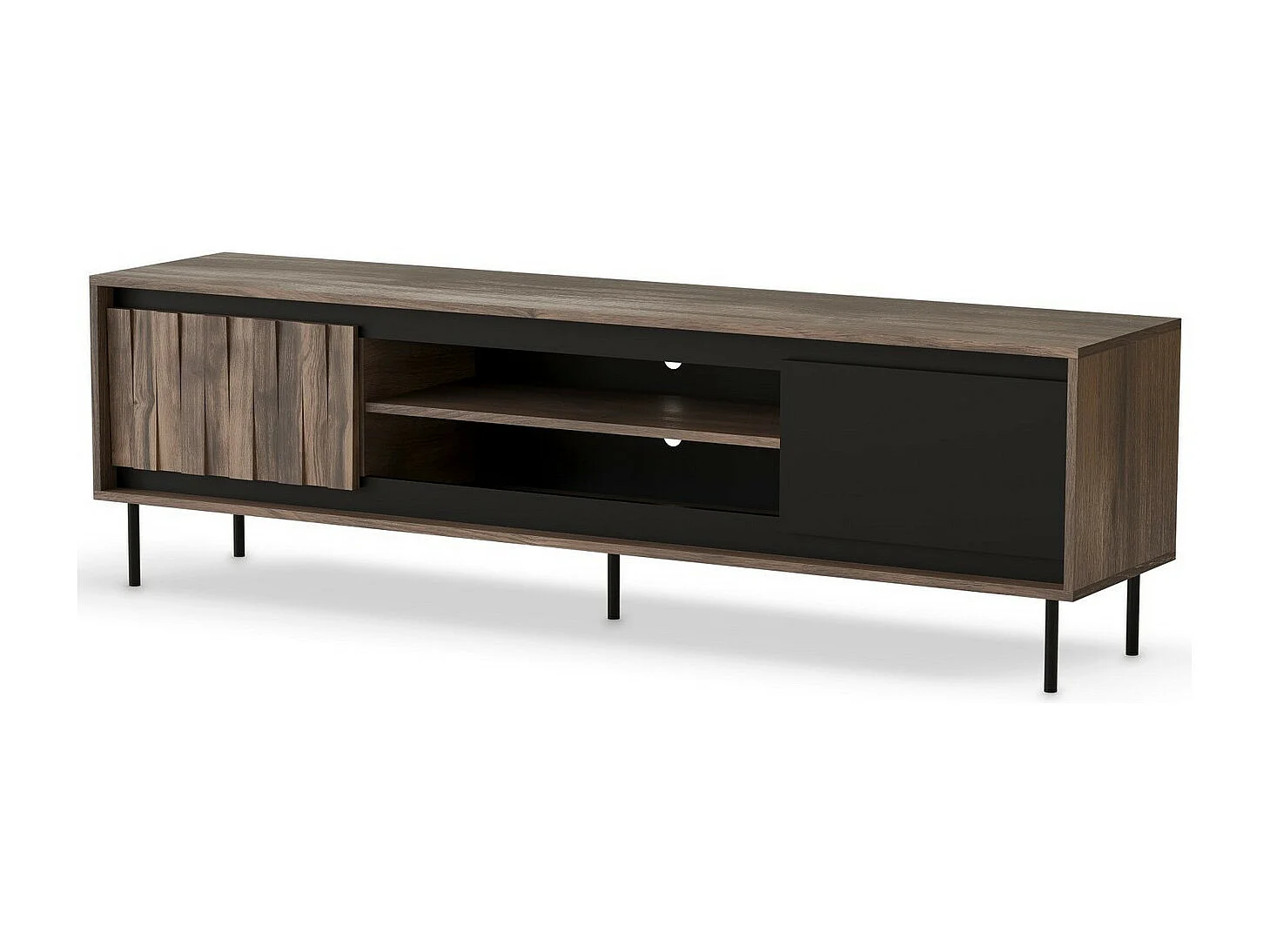 Mobile TV di design Matty 180 cm in noce e nero opaco