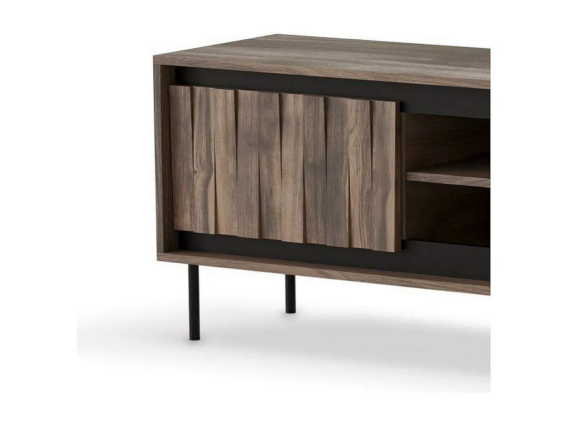 Mobile TV di design Matty 180 cm in noce e nero opaco