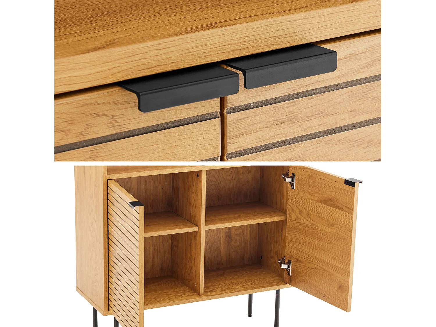 Bibliothèque en bois 4 étagères et 2 portes STINNA - HAPPY GARDEN