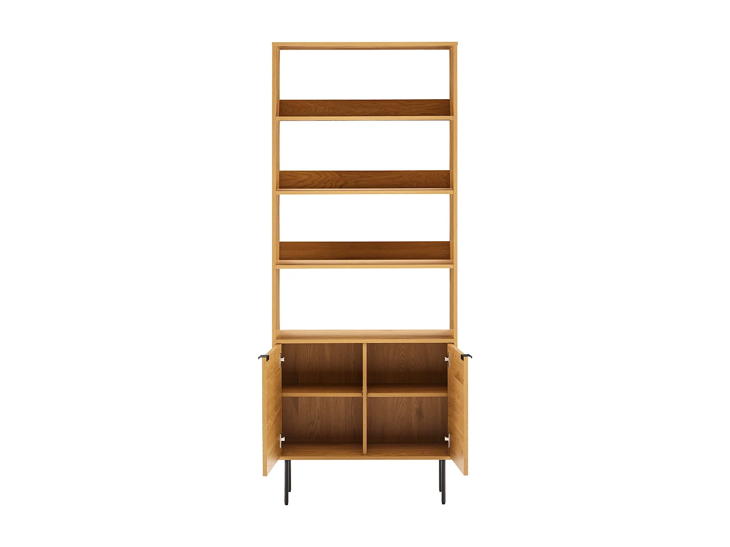 Libreria in legno con 4 ripiani e 2 ante STINNA