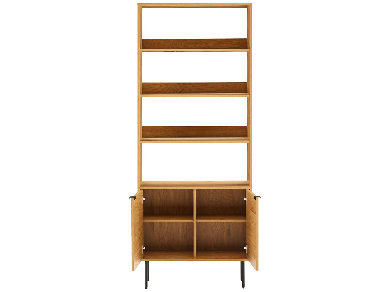 Libreria in legno con 4 ripiani e 2 ante STINNA