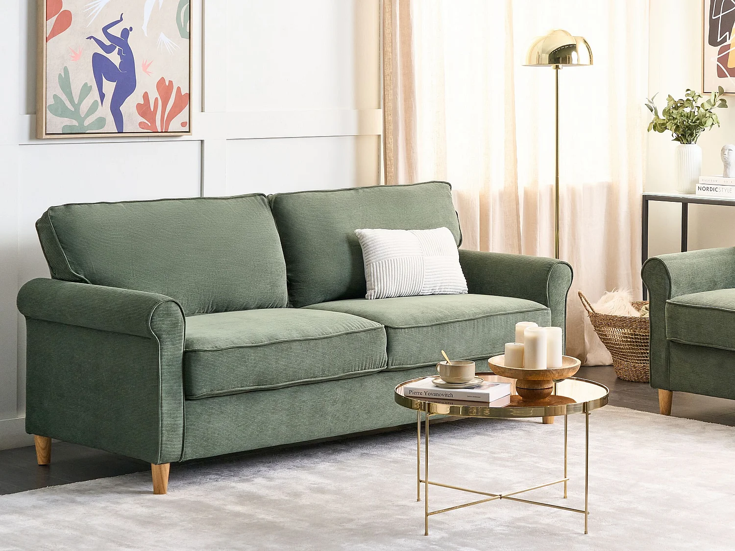 Bank RONNEBY Corduroy Donkergroen 3-zitter