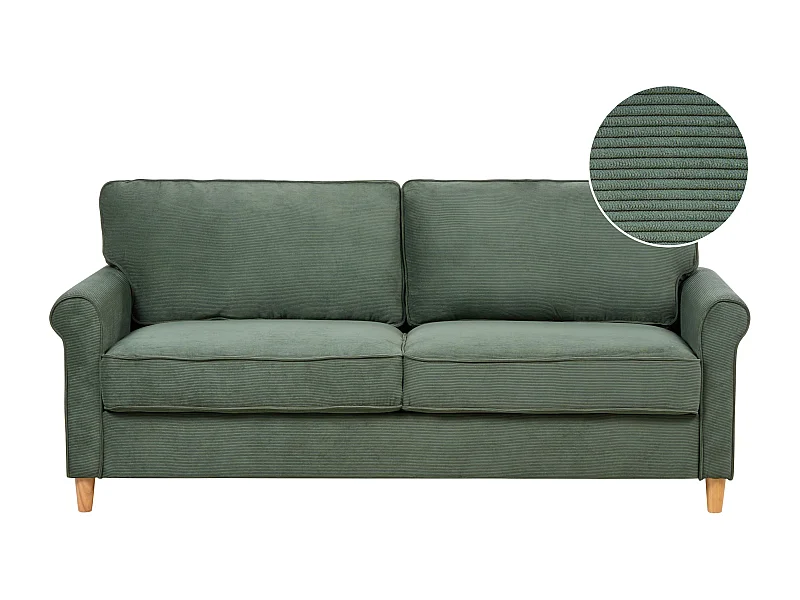 Divano RONNEBY Velluto a coste Verde scuro 3 posti