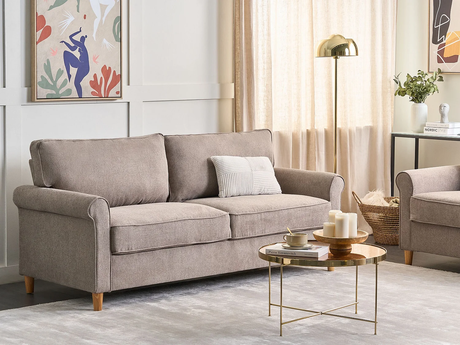 Canapé RONNEBY Tissu Marron clair 3 places