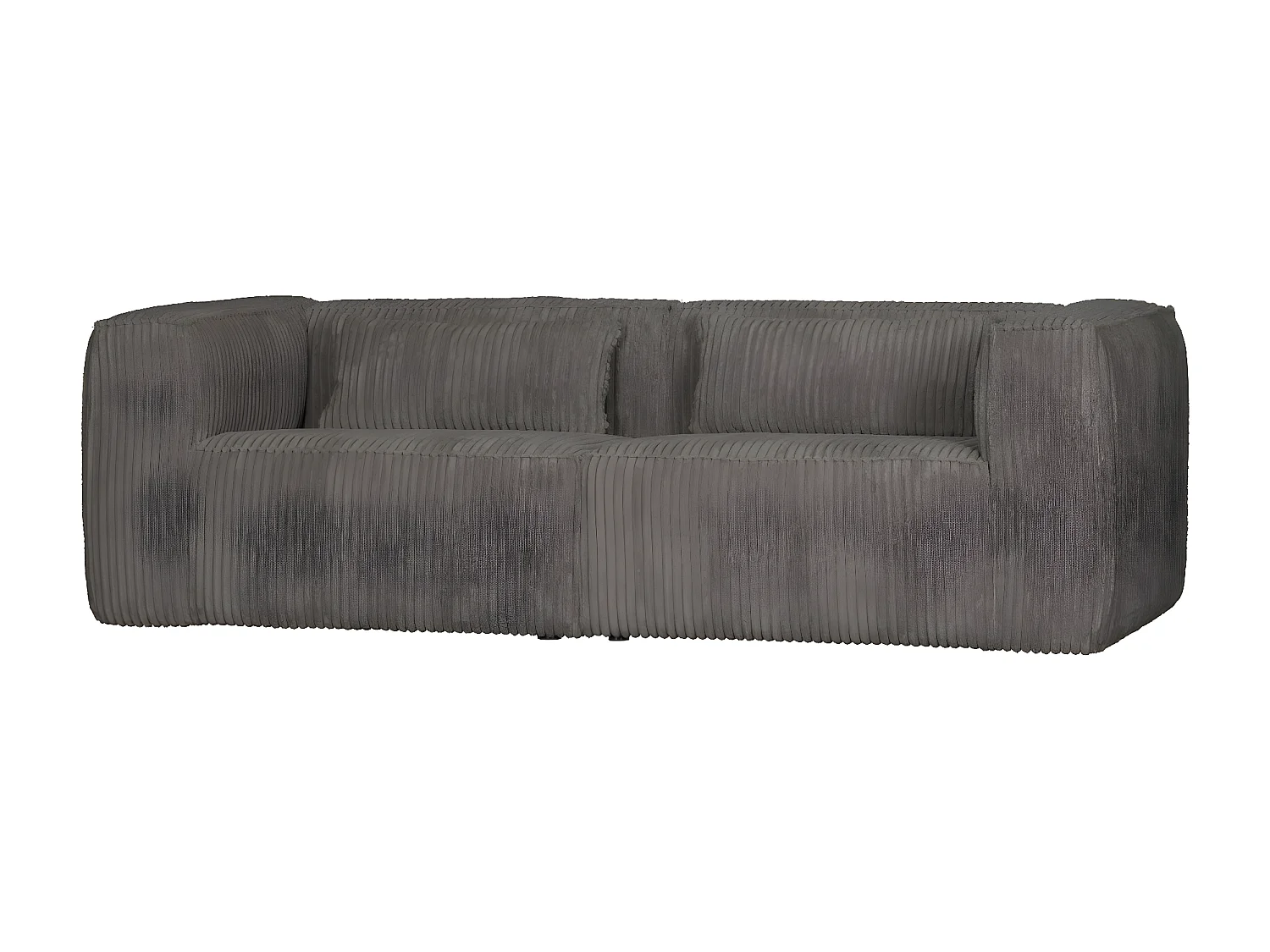 BEAN - Canapé 4 places en velours cotelé gris