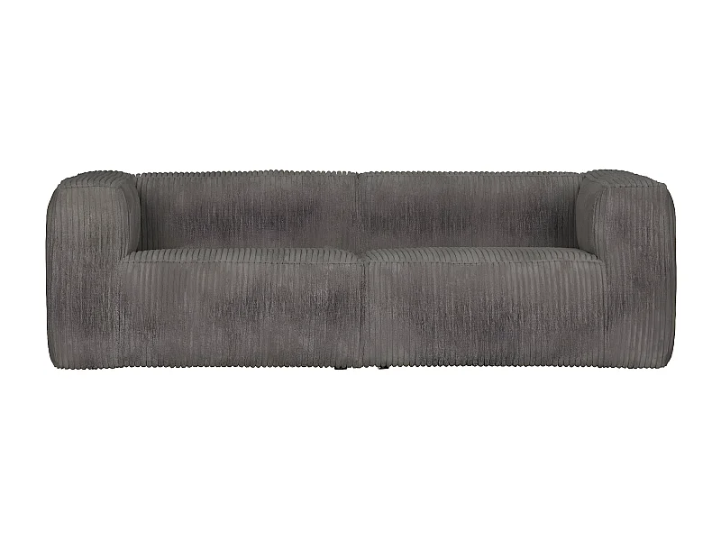 BEAN - Canapé 4 places en velours cotelé gris