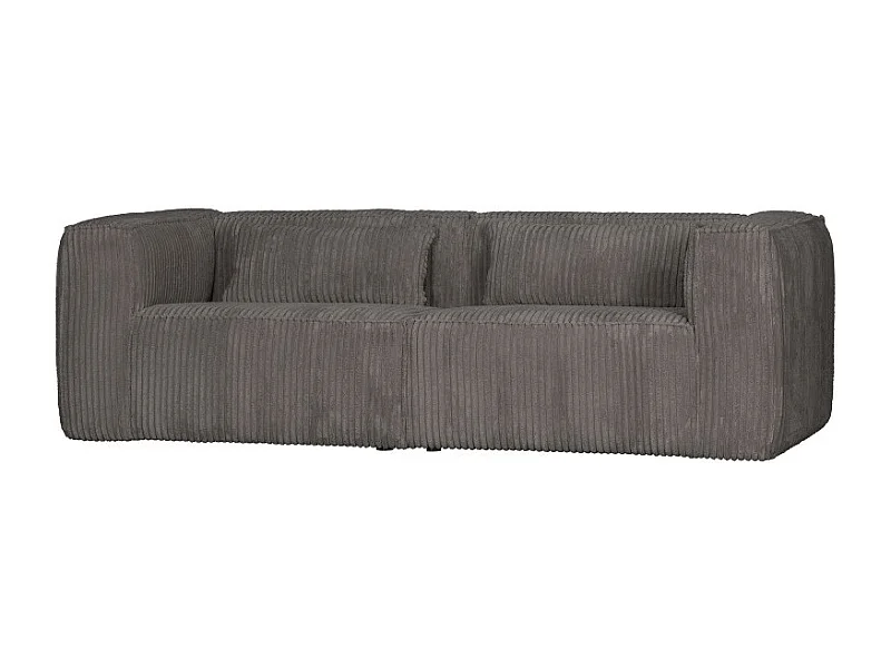 Canapé 3,5 places en tissu côtelé BEAN - Gris foncé