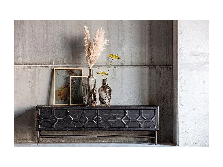 BEQUEST - Meuble TV en bois recyclé noir