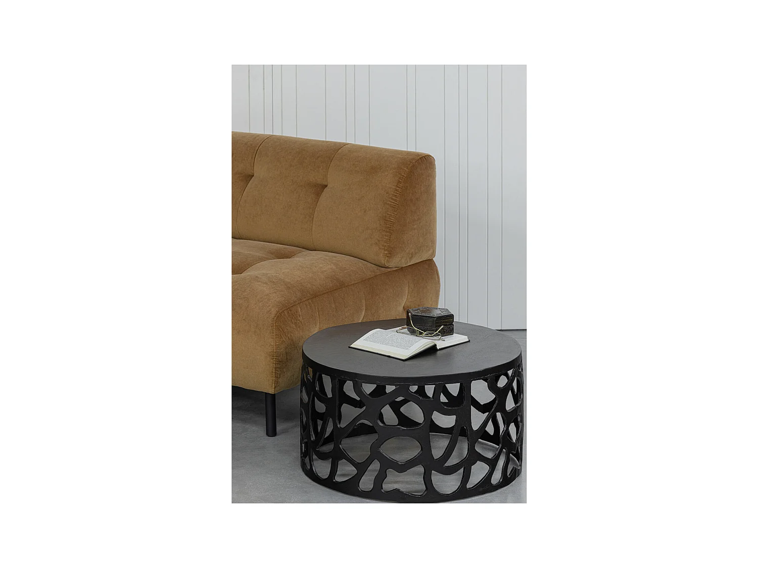 JASPER - Table basse ronde en métal noir D 64
