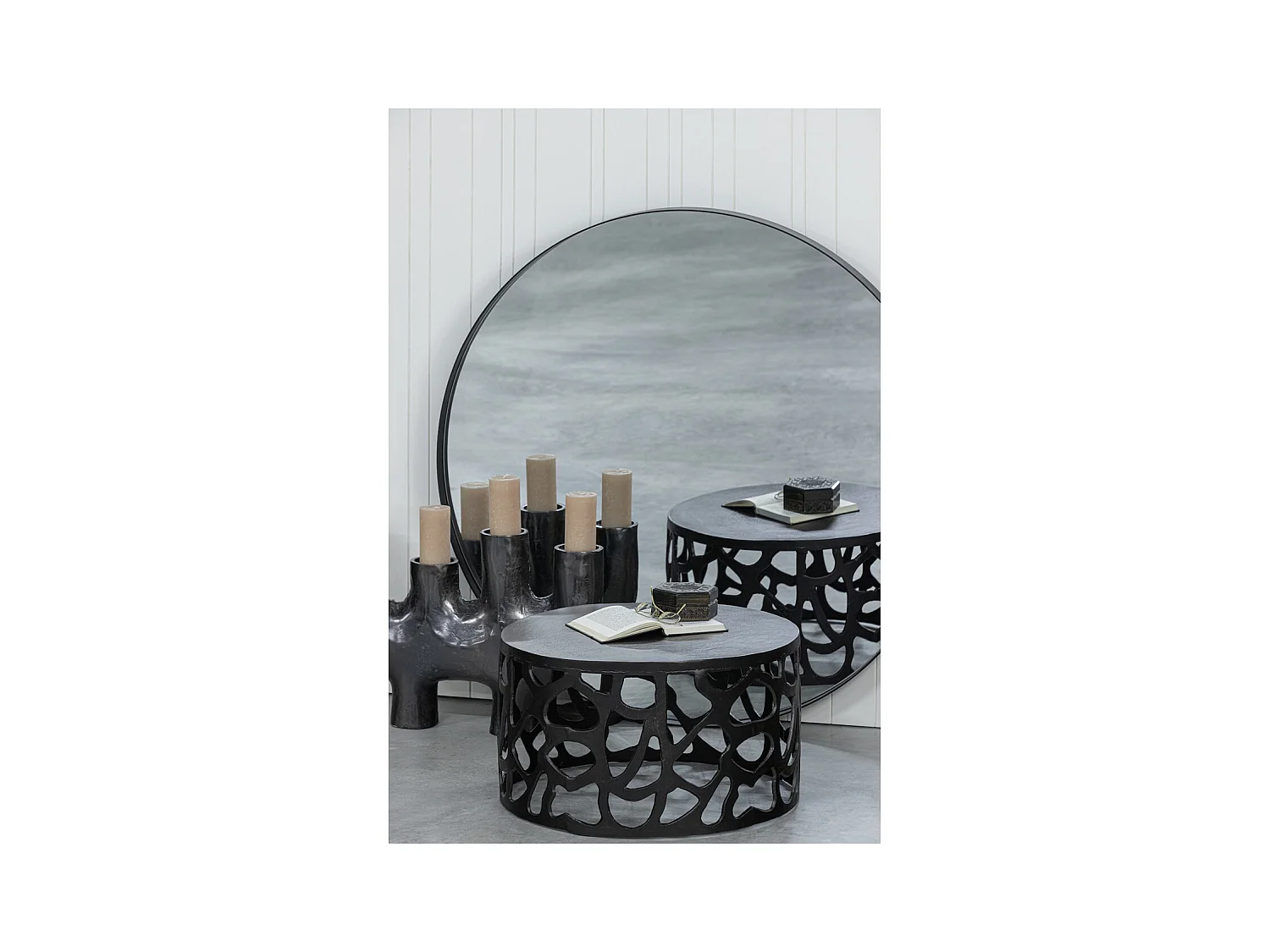 JASPER - Table basse ronde en métal noir D 64