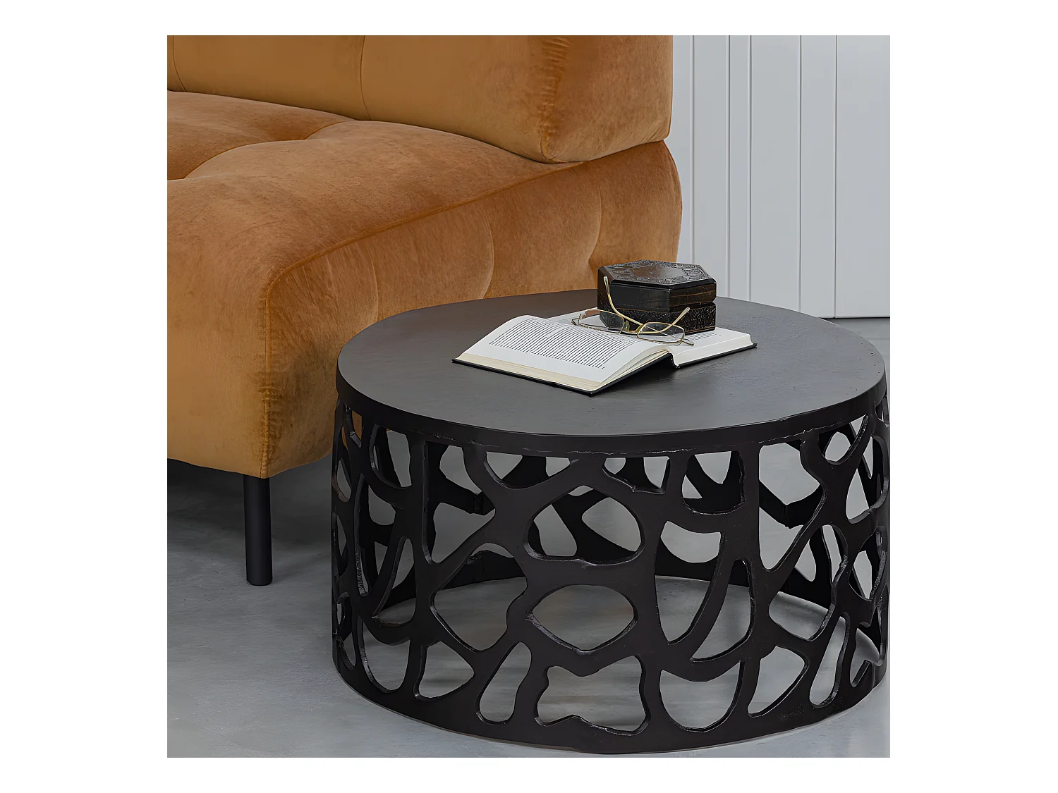JASPER - Table basse ronde en métal noir D 64