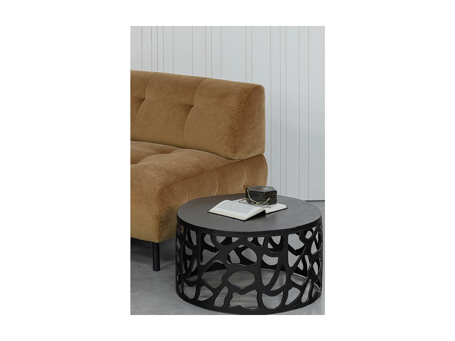 JASPER - Table basse ronde en métal noir D 64