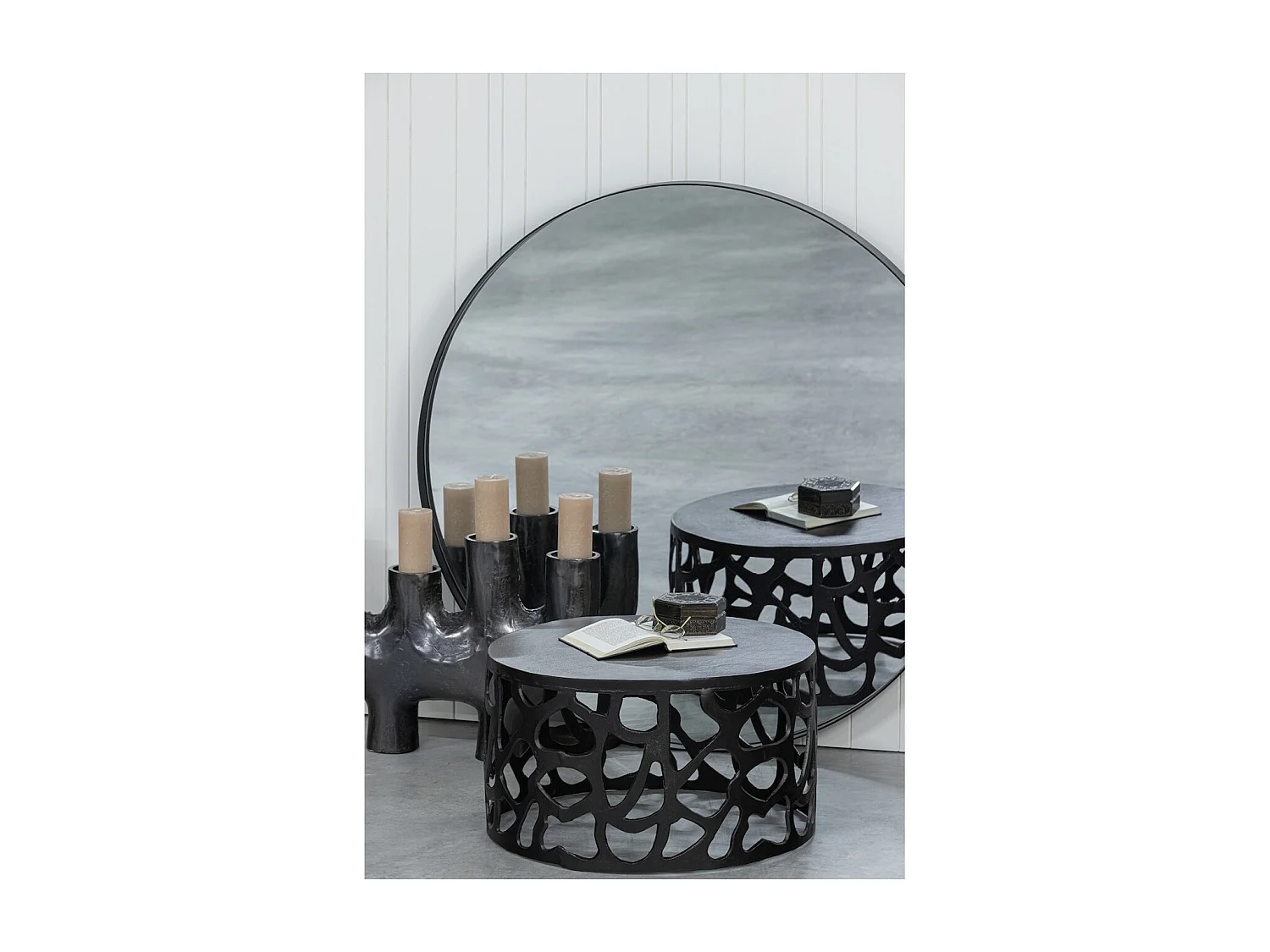 JASPER - Table basse ronde en métal noir D 64