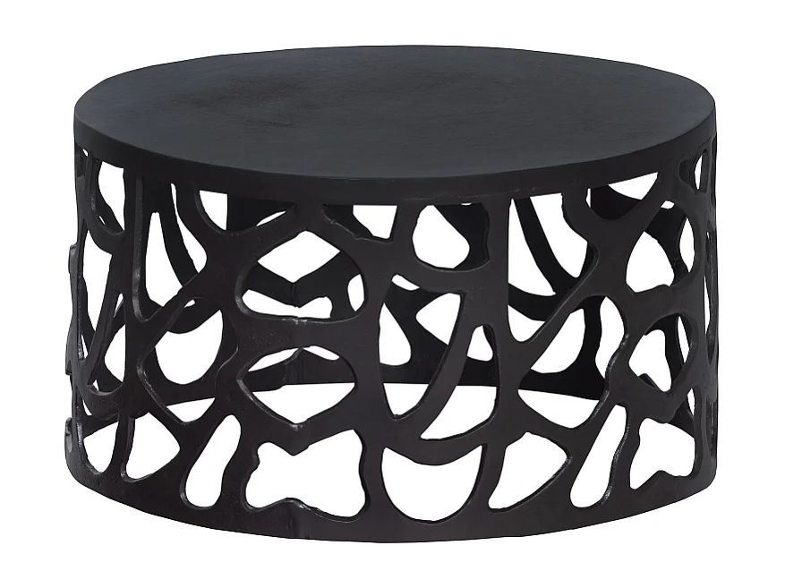 Table basse design ronde 64cm en métal noir CASPER
