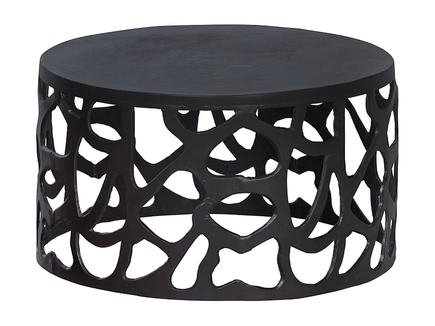 Table basse design ronde 64cm en métal noir CASPER