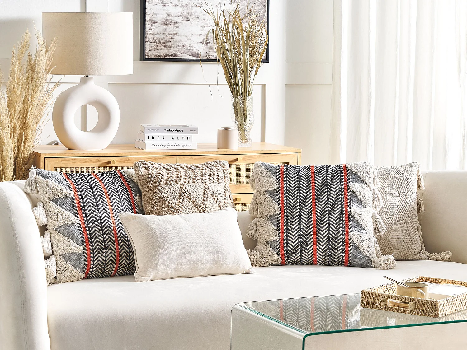 Cojín decorativo BOUVARDIA Algodón 45 x 45 cm Gris Patrón chevrón