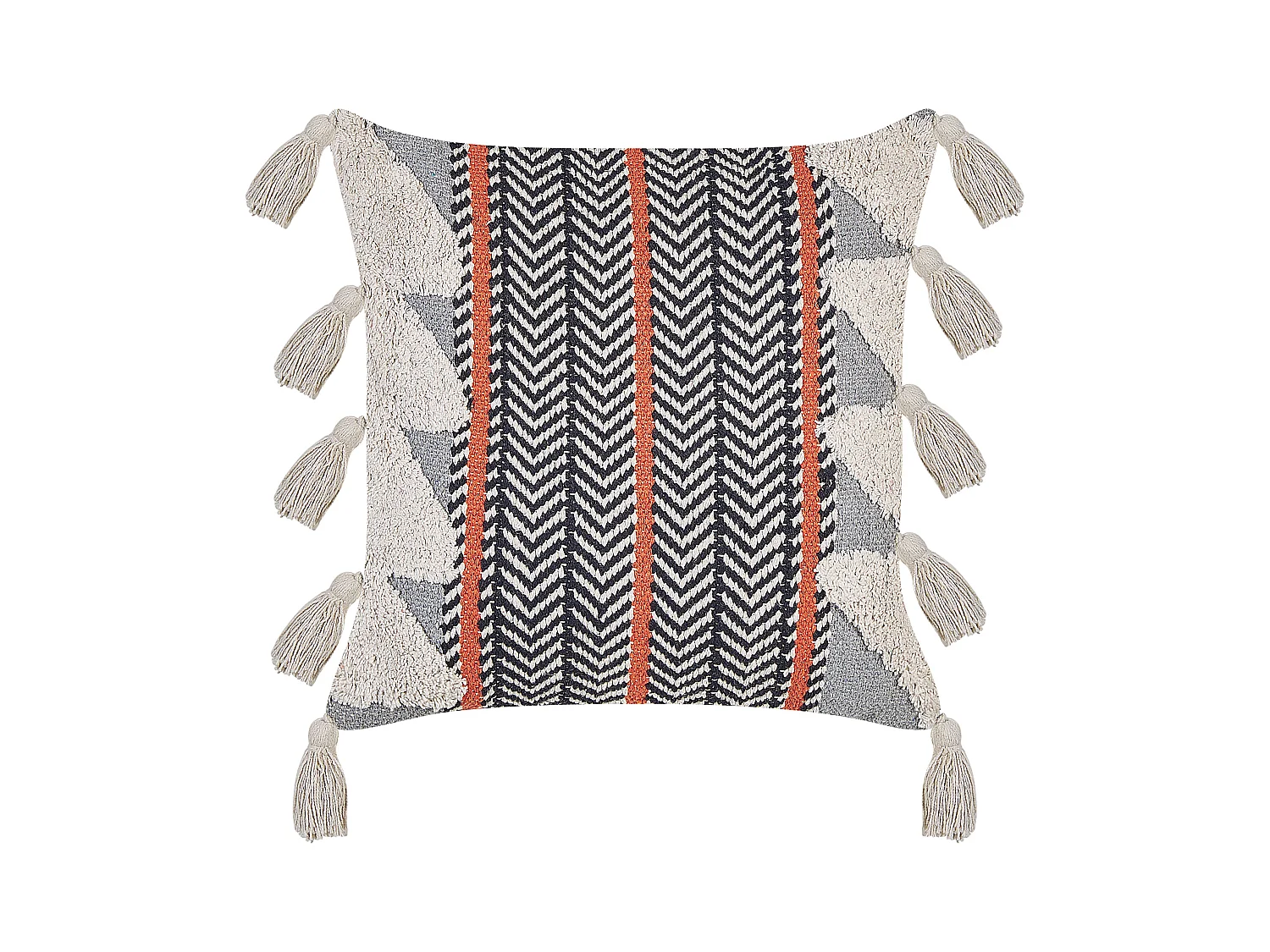 Coussin BOUVARDIA Coton 45 x 45 cm Gris Motif à chevrons