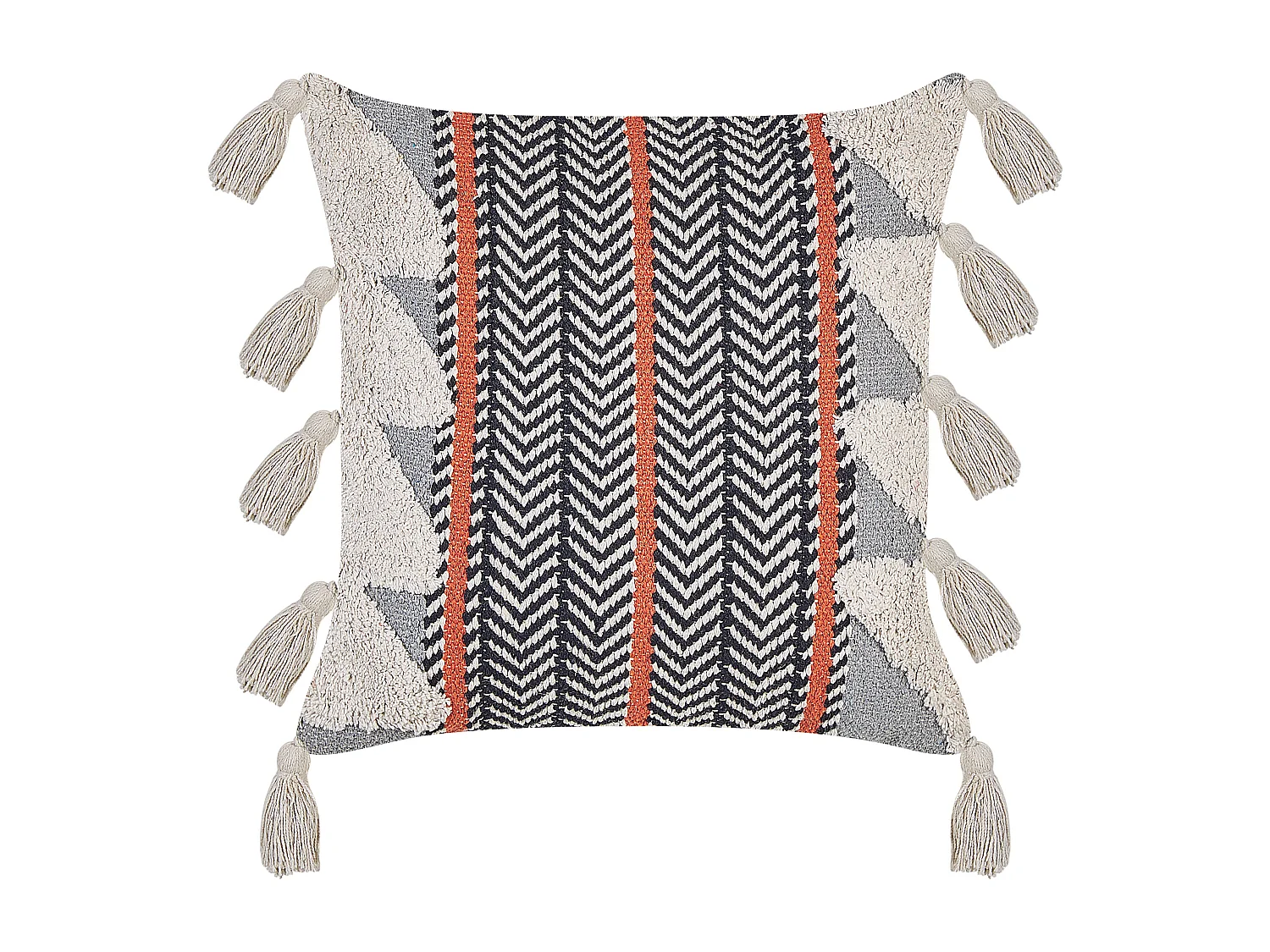 Coussin BOUVARDIA Coton 45 x 45 cm Gris Motif à chevrons